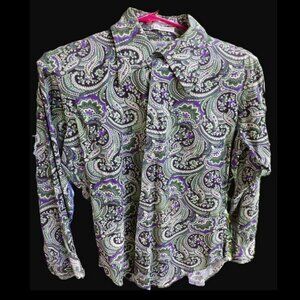 True VTG 70s Paisley Shirt – Riverboat by Moss | Purples, Greens, Timeless Charm